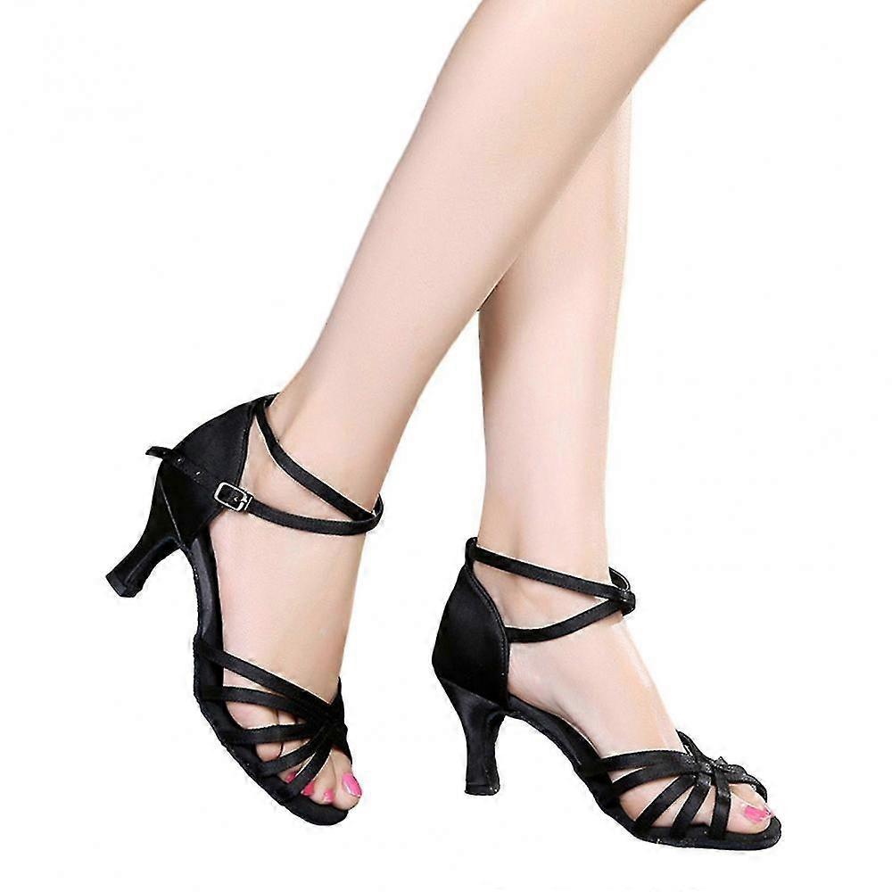 Bayan Profesyonel Latin Dans Ayakkabıları Chacha Rumba Pratik CEZ Için Rahat Pu Deri Sandalet ile