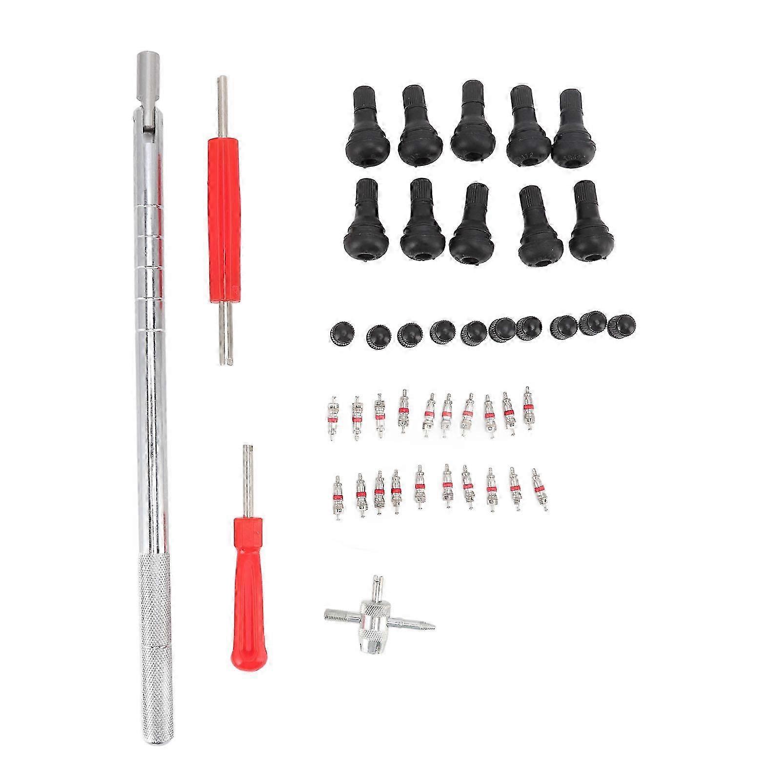 Tire Valve Stem Removal Tool Set Valve Core 4 Way Valve Tool Valve Stem Caps Single Double Heads Valve Core Remover for Motorcycle Bike
