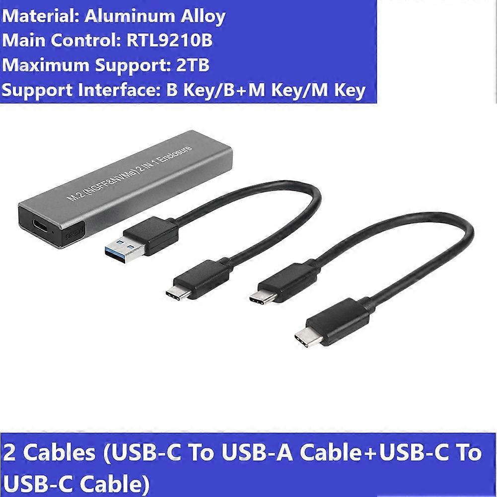 USB Type C SSD External Enclosure Disk Case Box External Hard Disk for PC M.2 NGFF NVME SATA M/B Key Hard Drive Case