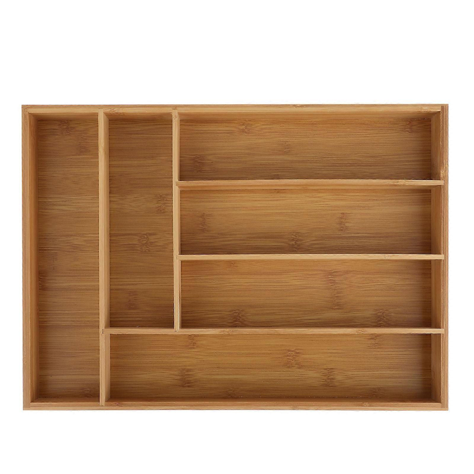 1PC Drawer Cutter Tableware Storage Box Bamboo Six Grid Cutter Fork Box