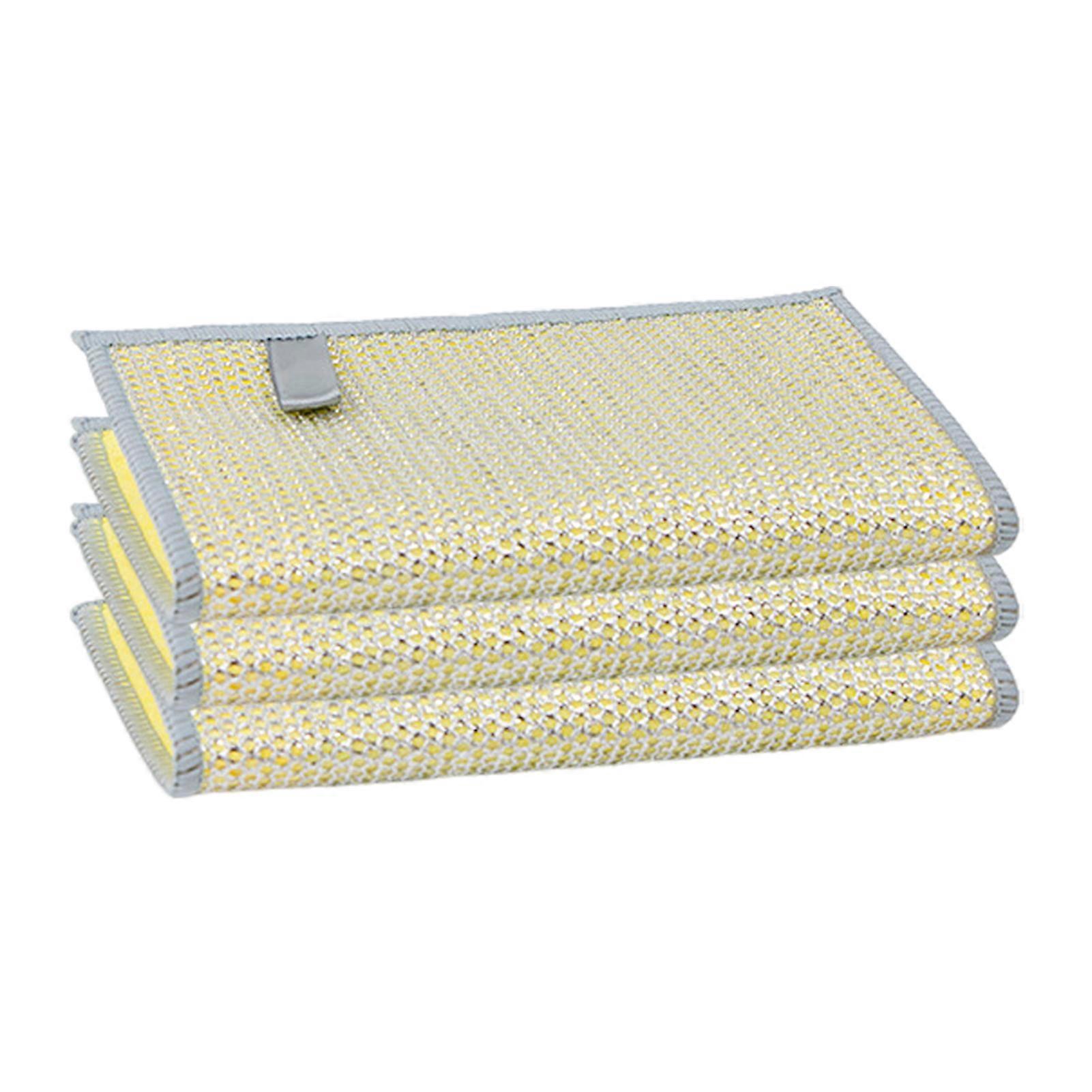 3Pcs Non-Scratch Wire Dishcloth Cleaning Rag Highly Absorbent Rich Foam Fast Drying Multi-Purpose Tableware Cleaner Cleaning Cloth Jikaix