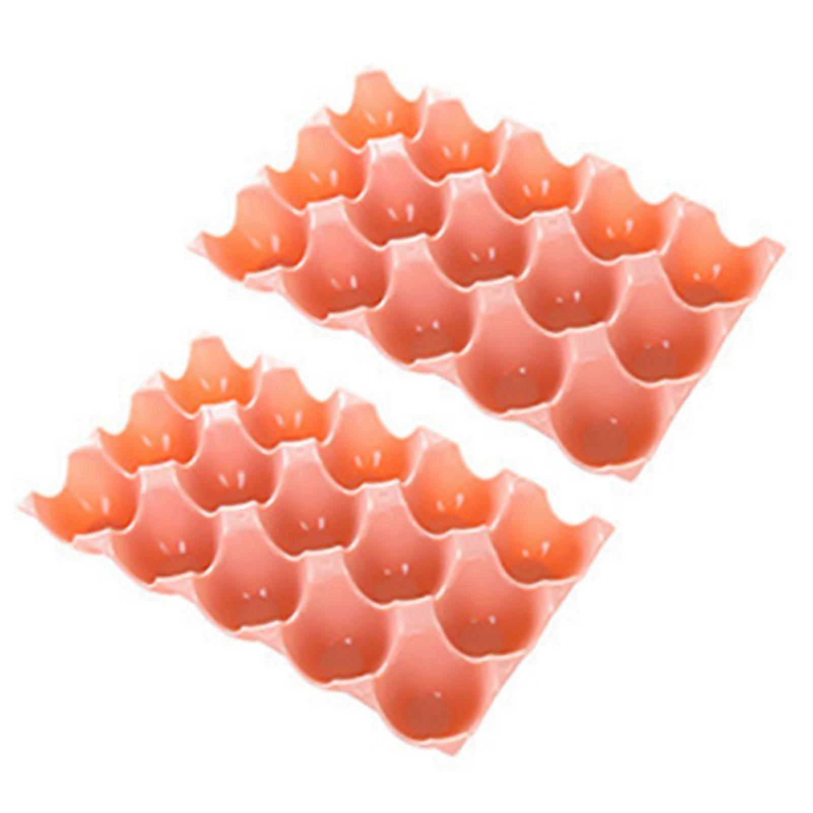 2Pcs Eggs Rack Multi-Color Reusable Plastic 15 Grids Eggs Storage Plate for Kitchen
