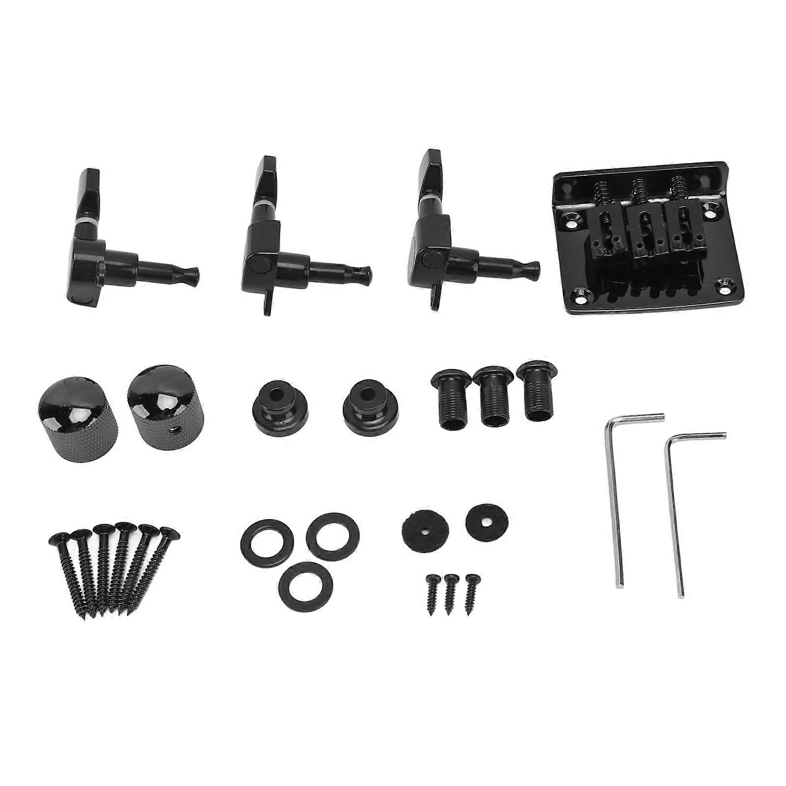3 String Guitar Bridge Mounting Kit Tuning Pegs Control Knobs Fastener Set Guitar Accessories