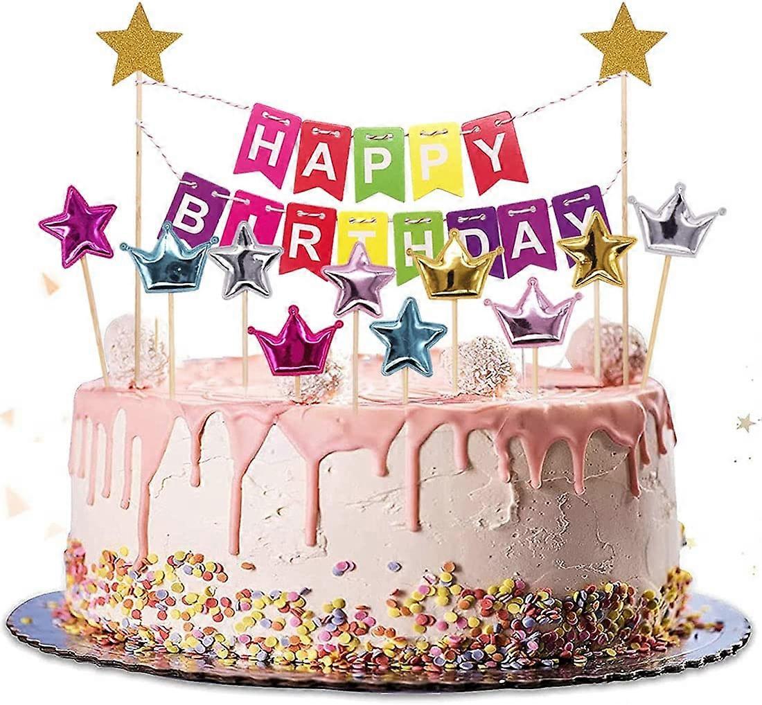 Gratulerer med dagen kake toppers Miotlsy regnbue kake dekorasjoner,  glitter kake topper sett, kjærlighet hjerte kake toppers, sølv stjerne  cupcake toppers for gutter a | Fruugo NO, image size:1100x1018