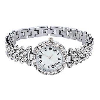 Montre et Bracelet Ensemble Élégant Strass Argent Montre-Bracelet pour Femmes Mère Fille Jour D’anniversaire Cadeau
