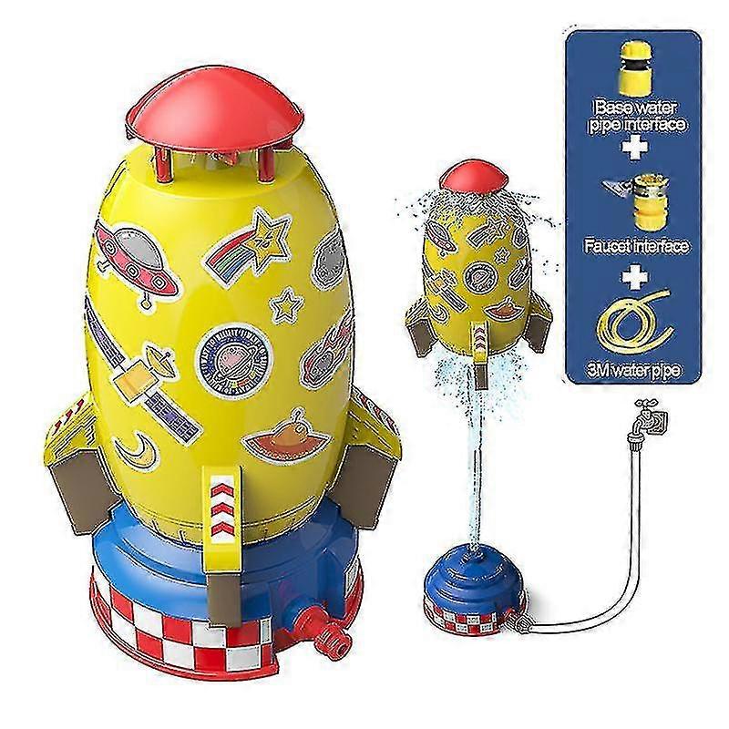 スペースロケットシャワートイスプリンクラー子供用スピニングフライングロケットキッズ屋外ウォータープレイトイウォータージェットトイギフト DIY ステッカー高品質