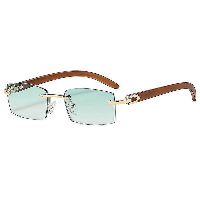 Rimless Rectangular Sunglasses Tinted Rimless Glasses Men'S Retro Transparent Rectangular Glasses