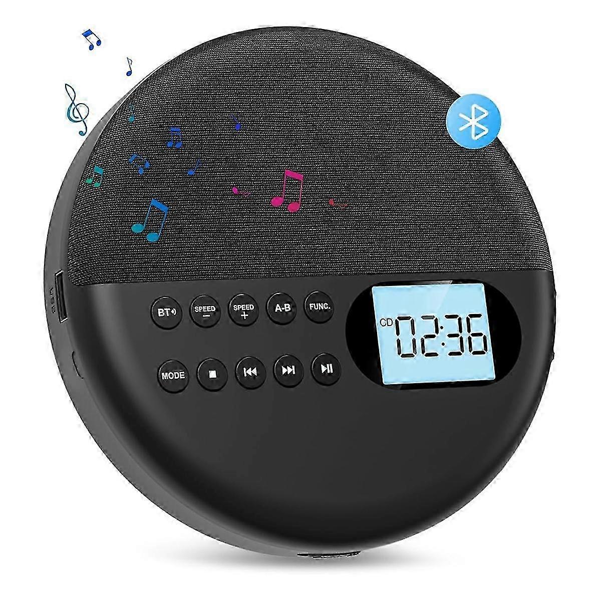 مشغل CD محمول ومشغل MP3 مع حماية مضادة للتخطي ومكبر صوت ستيريو مزدوج ، ضبط مشغل Bluetooth Walkman