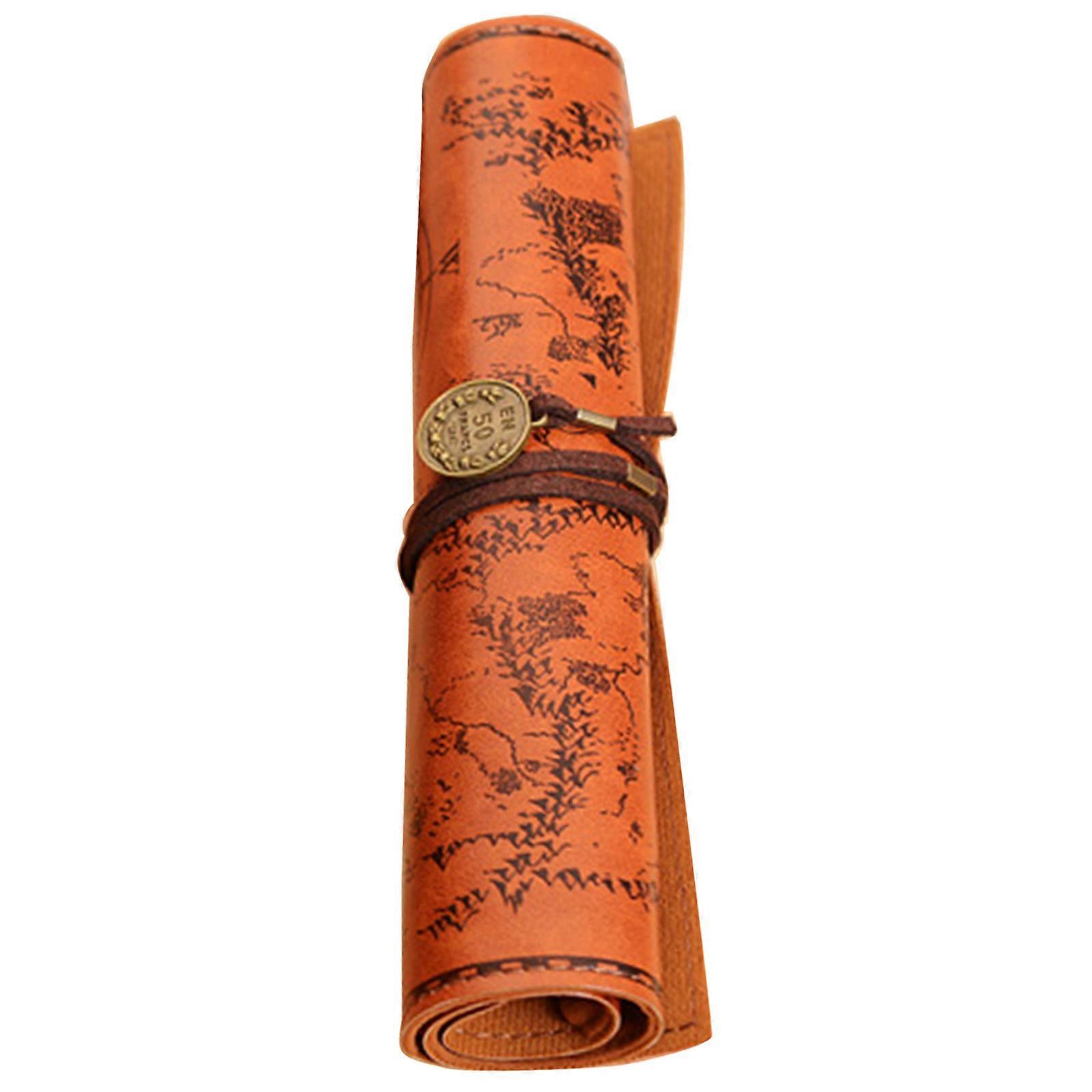 Retro Roll Up Pencil Pouch for Case Matte Smooth Cover Brown for Arisit Student