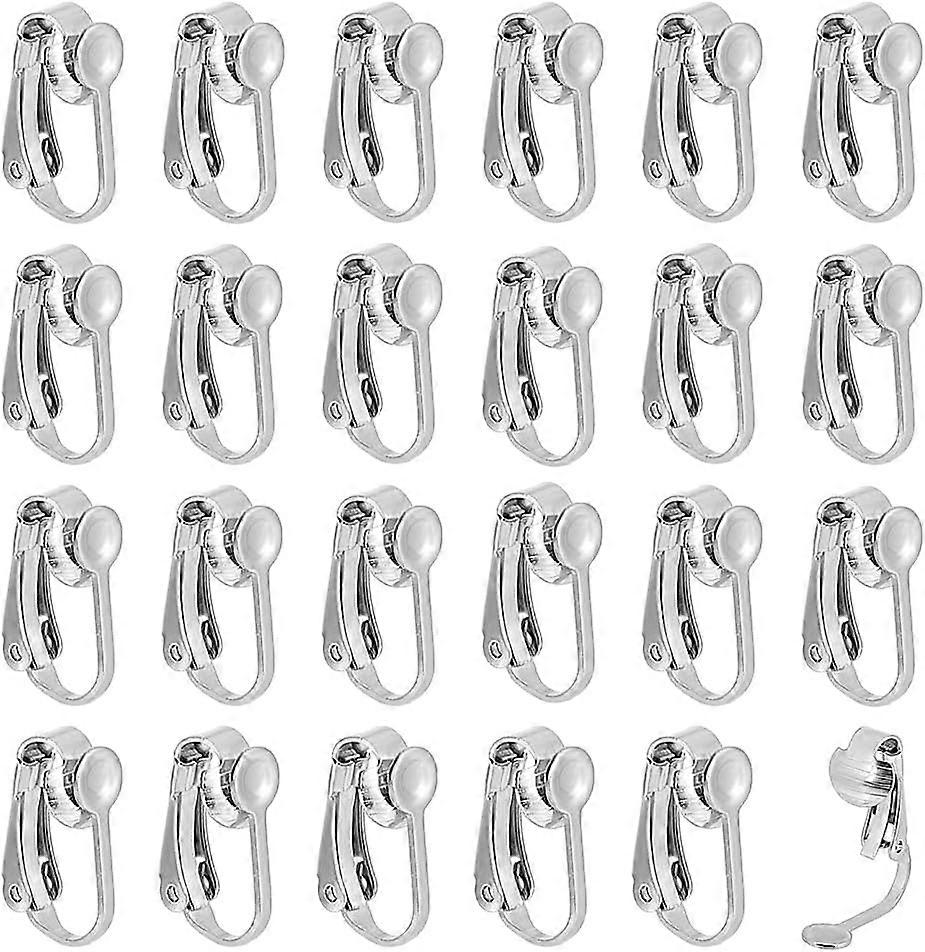 40pcs Stainless Steel Clip-on Silver Earring Components Earring Cabochons Setting for DIY Earring and Turn Any Studs or Pierced into Clip on 15.5x10x7