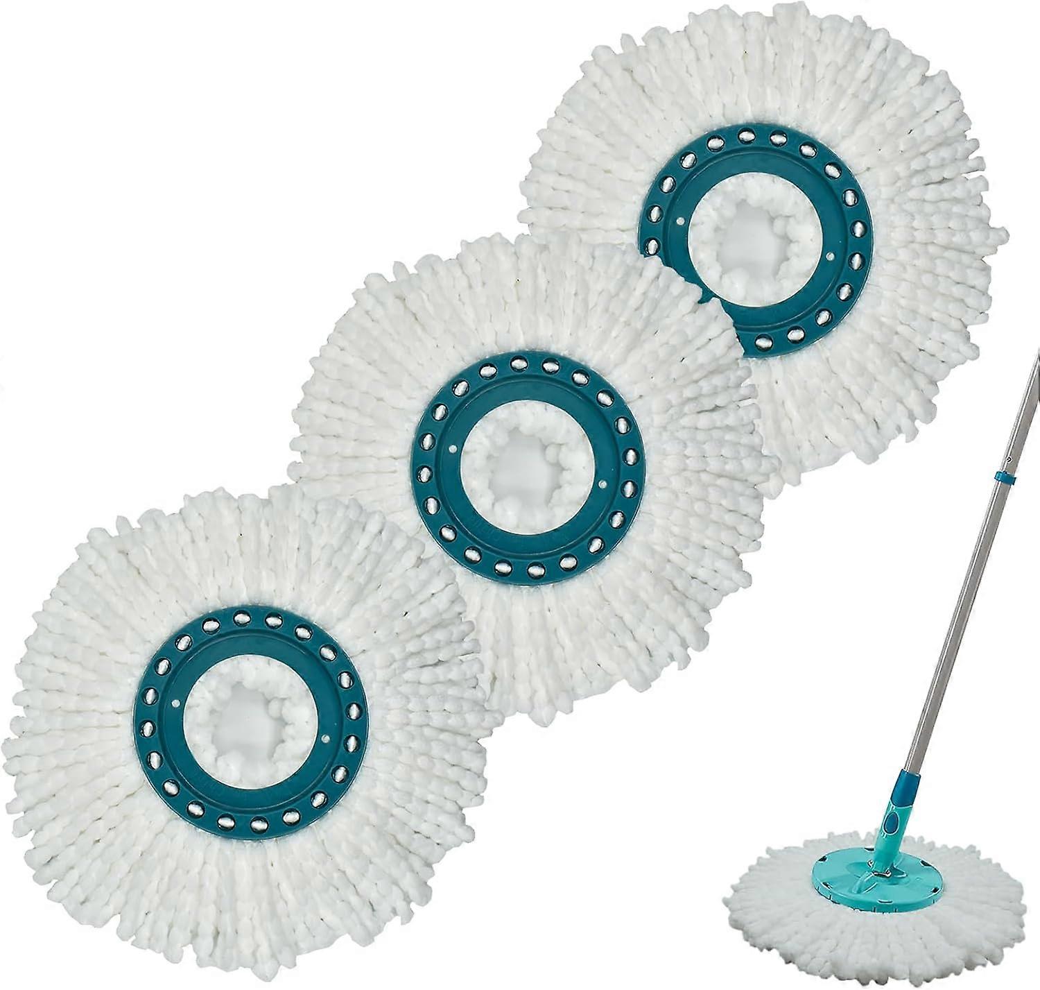 3 Piece Mop Replacement Head, Microfibre ,Compatible With Leifheit, Clean Twist, Highly Absorbent Microfibre Suitable For All Floor