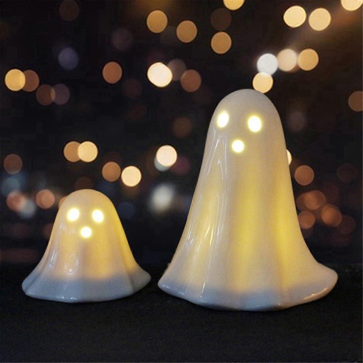 Halloween Ceramic Ghost Set Desktop Ornaments Haunted House Escape Room Decorations Suitable for Ch