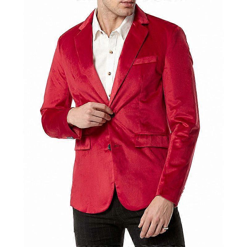Herr Slim Fit Casual Kavaj V-ringad Sammet 2-knapps lättviktskostym