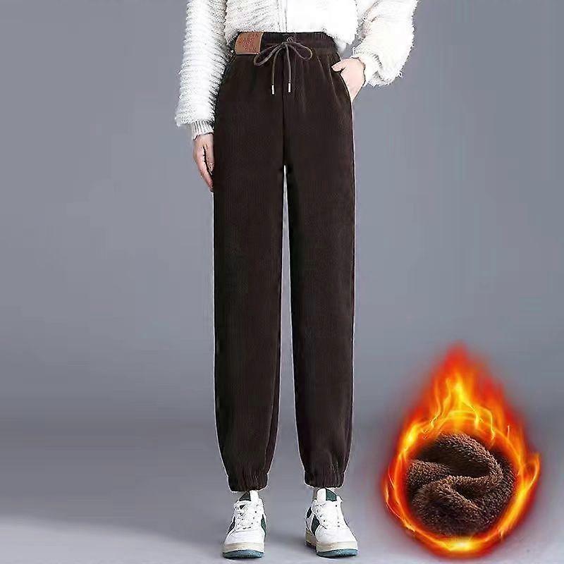 Women's Autumn and Winter New Guard Pants with Velvet Sweatpants Loose Lamb Fleece Warm Cotton Pants