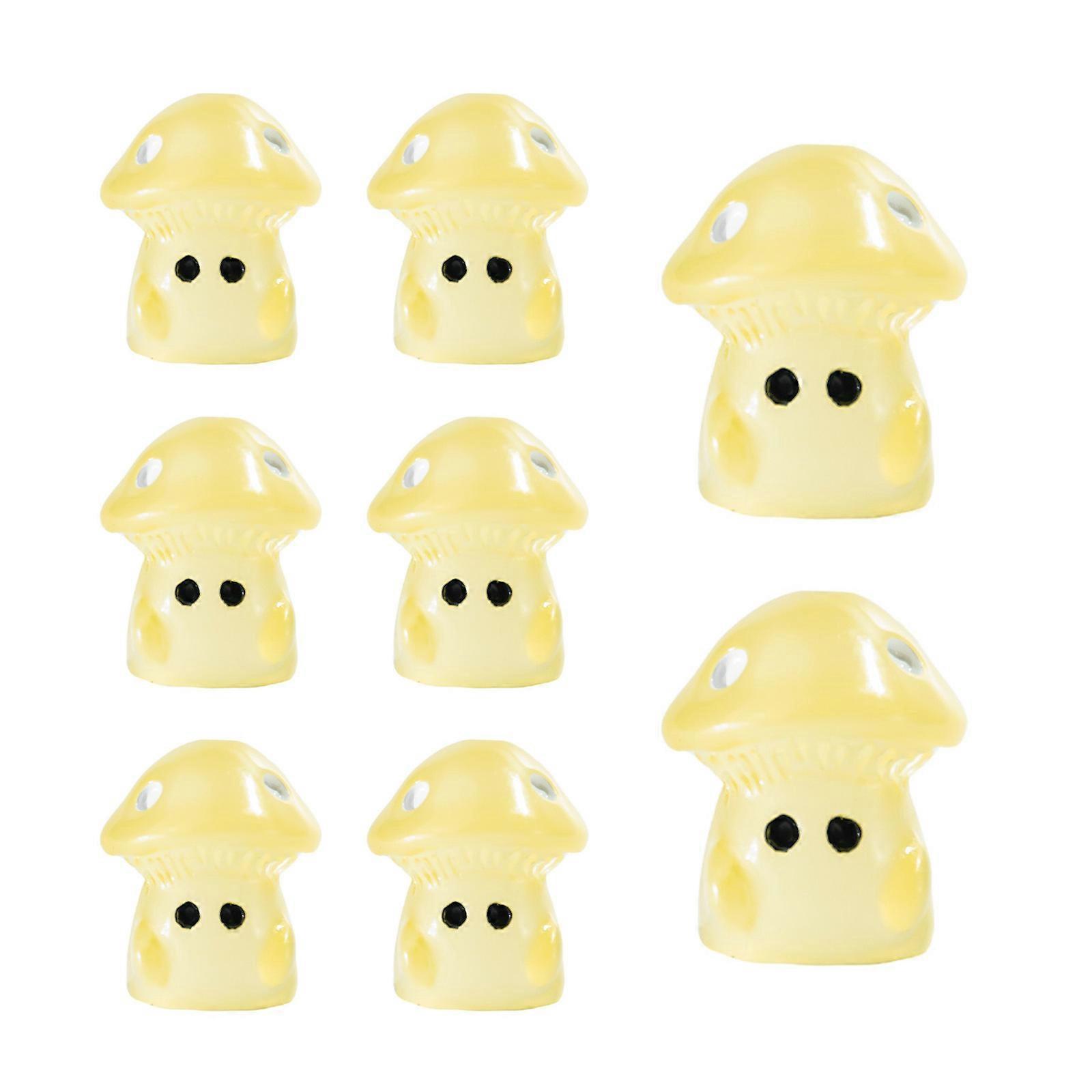 100Pieces Multicolors Glowing in the Dark Mini Mushroom for Fairys House Accessories and MicroDollhouses Display  Yellow
