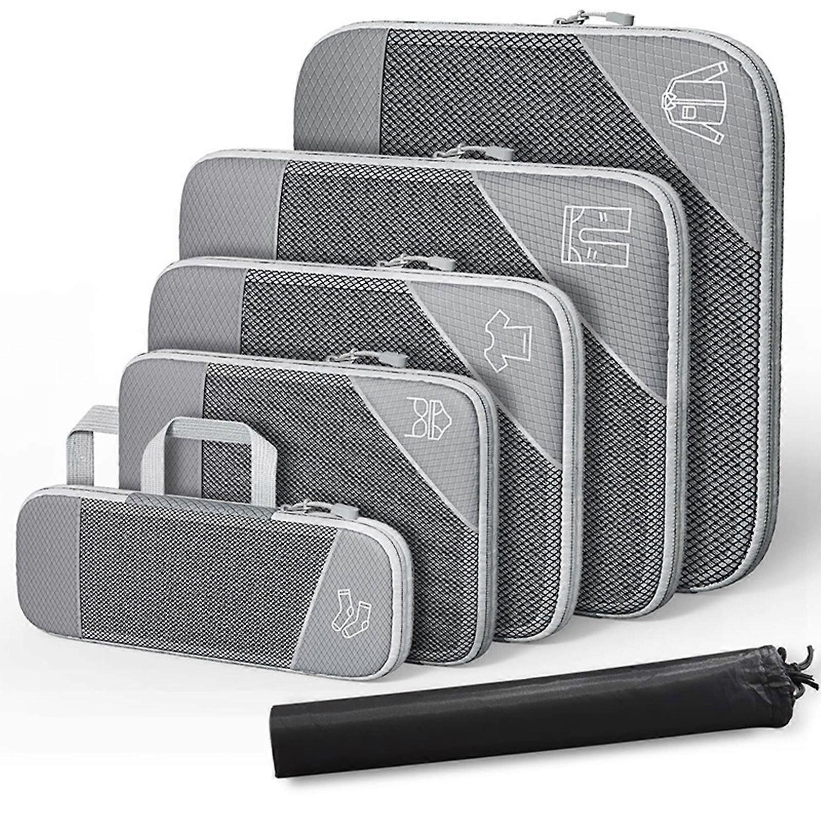Compressed Packing Cubes Travel Storage Bag Set Mesh Visual Luggage Organizer Portable Lightweight Suitcase Pouch