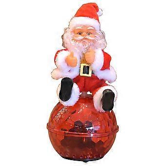 Música eléctrica Estatuilla de Papá Noel brillante led coloreado bola de cristal ornamento para niños niñas niños regalo de cumpleaños blanco