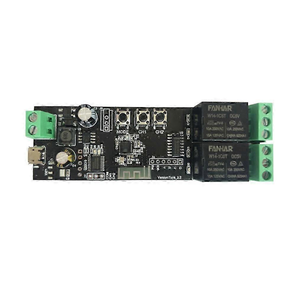 2CH WiFi Relay Tuya Module, 7-32V, DIY Switch, Inching/Selflock Modes, APP/Voice/LAN Control