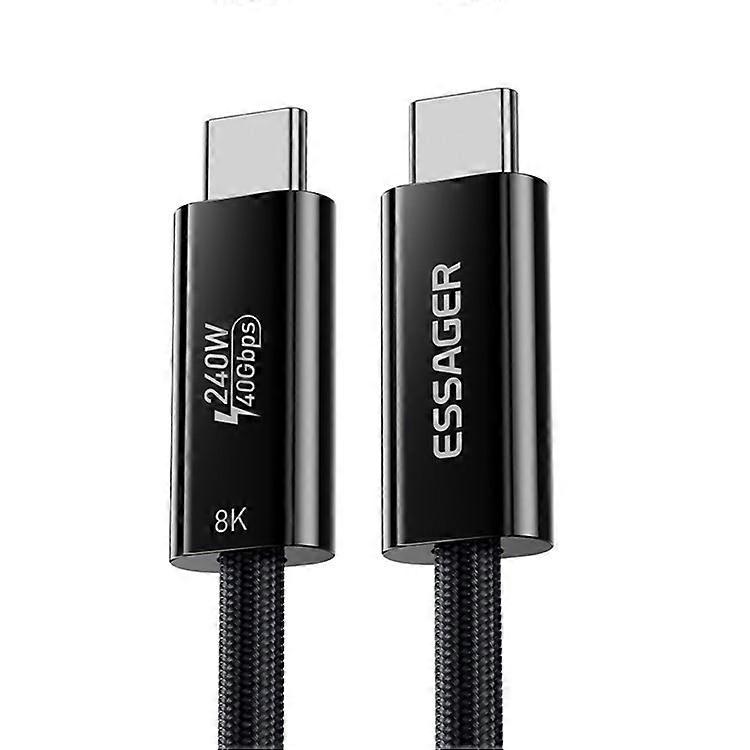 ESSAGER 1.8m Thunderbolt 4.0 Cable 240W Fast Charging 8K 60Hz HD Video Type-C to Type-C Nylon Cord