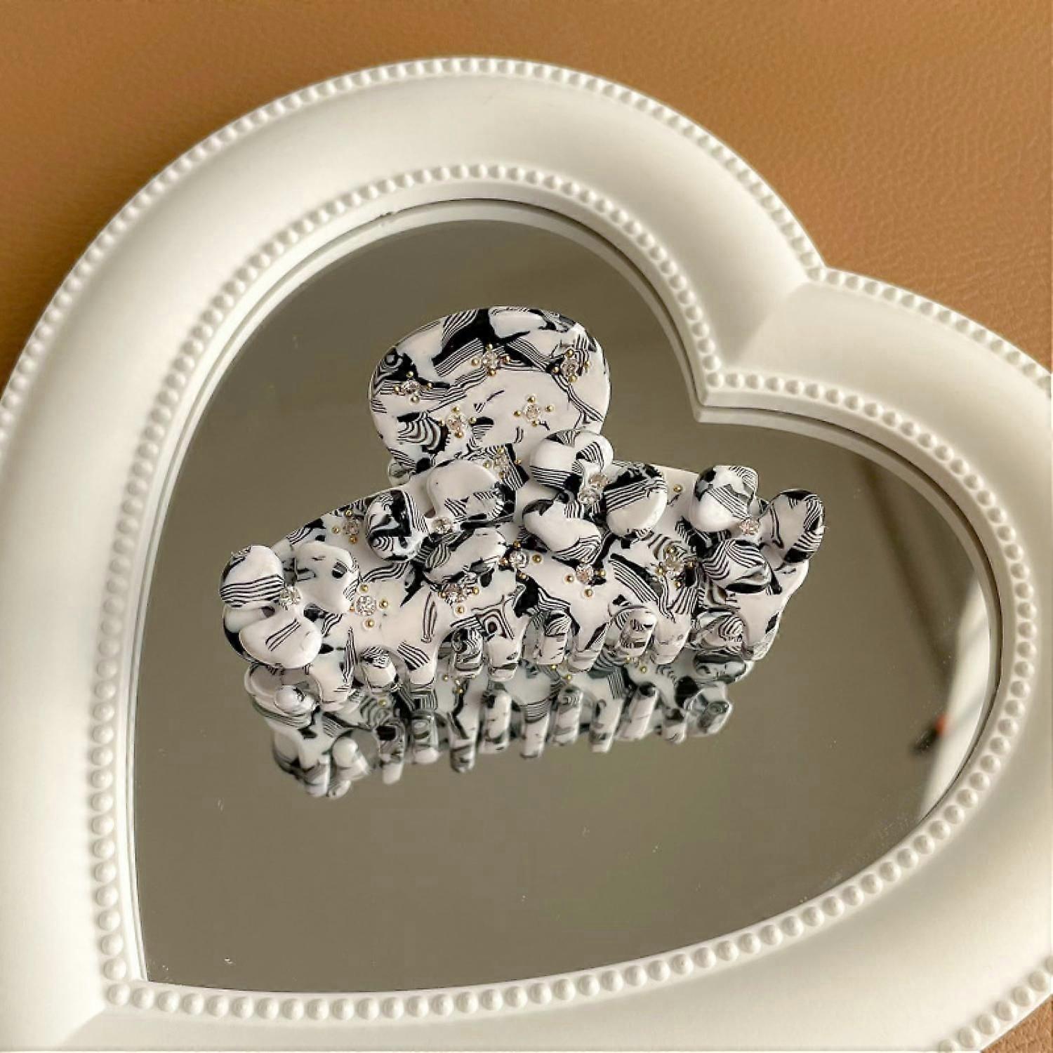 JUSCH 2 قطعة Celadon زهرة الشعر كليب سمك القرش كليب مخلب المشبك قوي تثبيت مشبك الشعر مشبك للنساء-----أسود أبيض,WZ-673