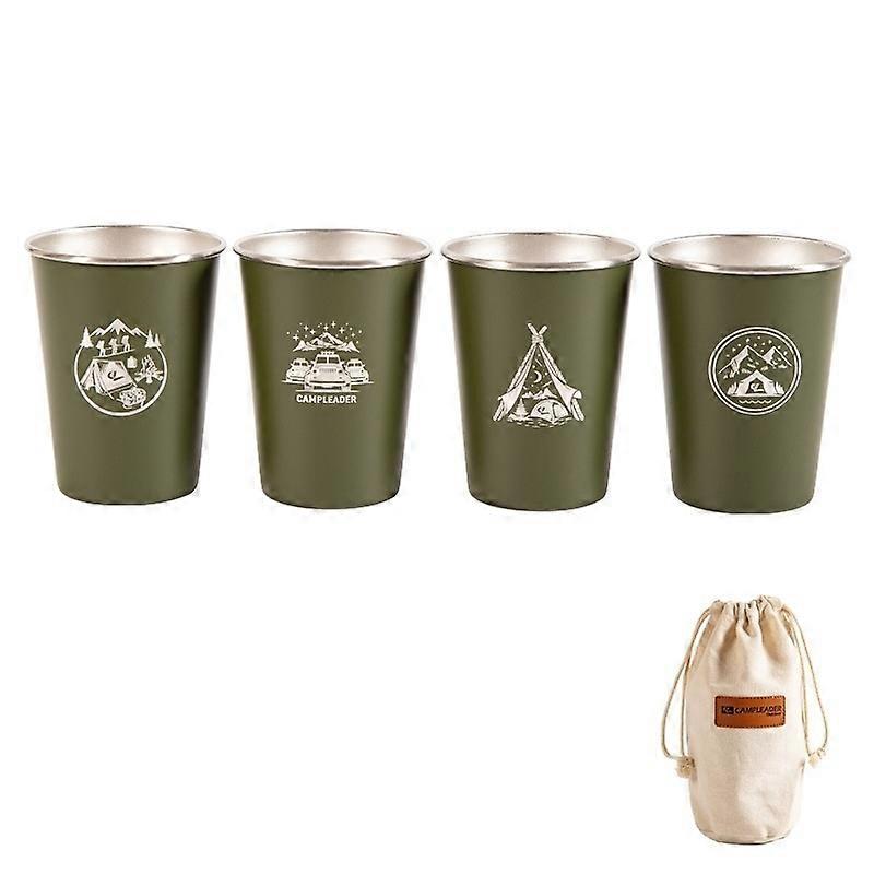 4 PCS/Set Cup With Storage Bag (Army Green) With Storage Bag (Army Green)