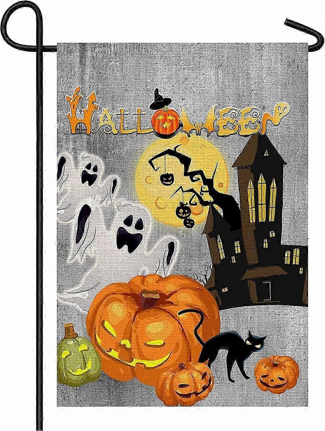 Halloween Garden Flag Vertical Double Sided Burlap Pumpkins Yard Flags