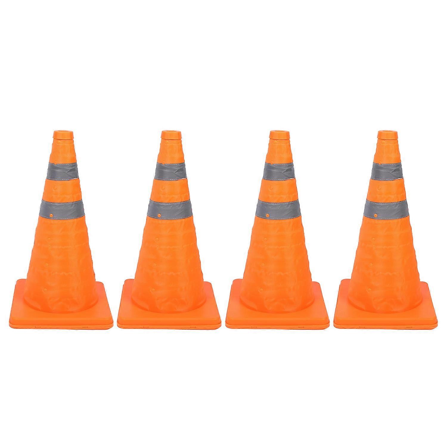 4Pcs Traffic Cones 45cm 360° Reflective Strips Foldable PP Base Waterproof Oxford Cloth Safety Cones