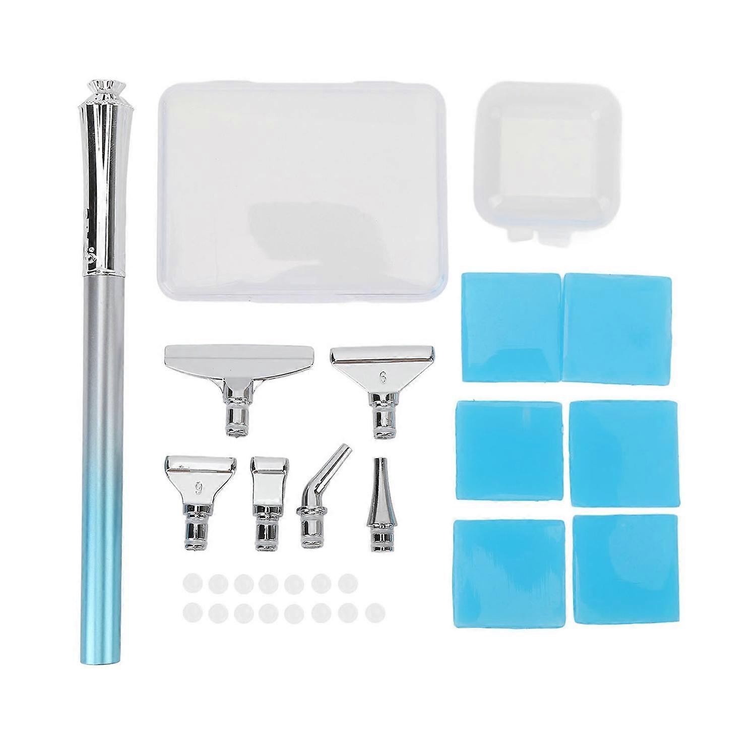 Rhinestone Art Painting Pen Set 6 Clay 5D Screw Thread Tip 5D Rhinestone Paint Tool Set Blue