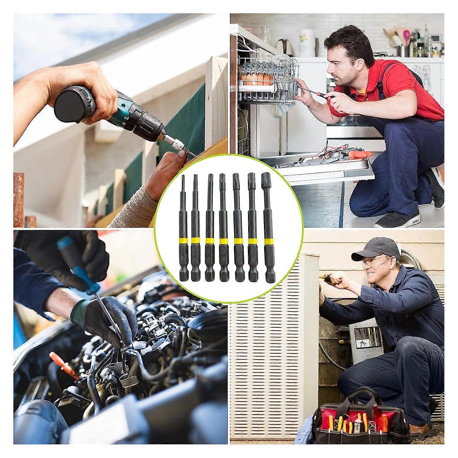10Pcs Screwdriver Bit Set, High Torque Magnetic Star Drill Head Driver with Antislip Grip for Mechanics and Woodworkers