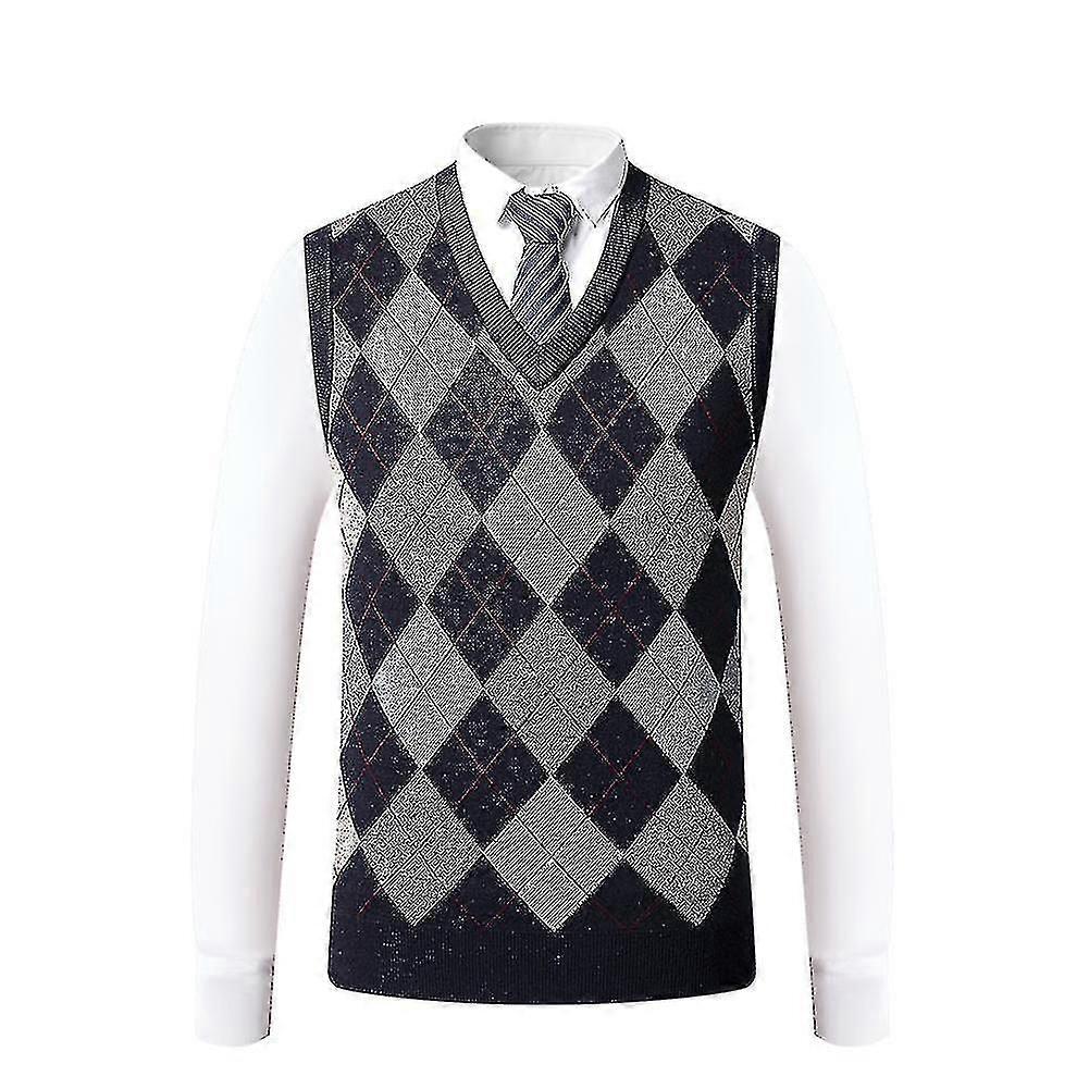 Herren Kaschmir Pullover Wollmischung Ärmelloser Strickpullover mit V-Ausschnitt