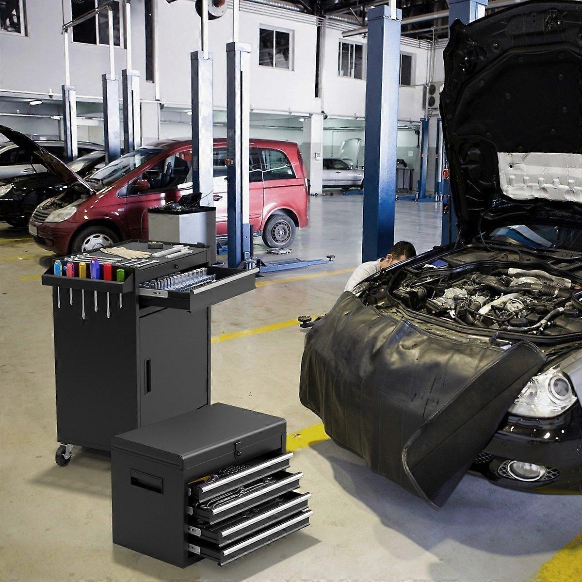 2 in 1 workshop trolley including case & 8 compartments & hooks & adjustable shelf 100 kg load capacity