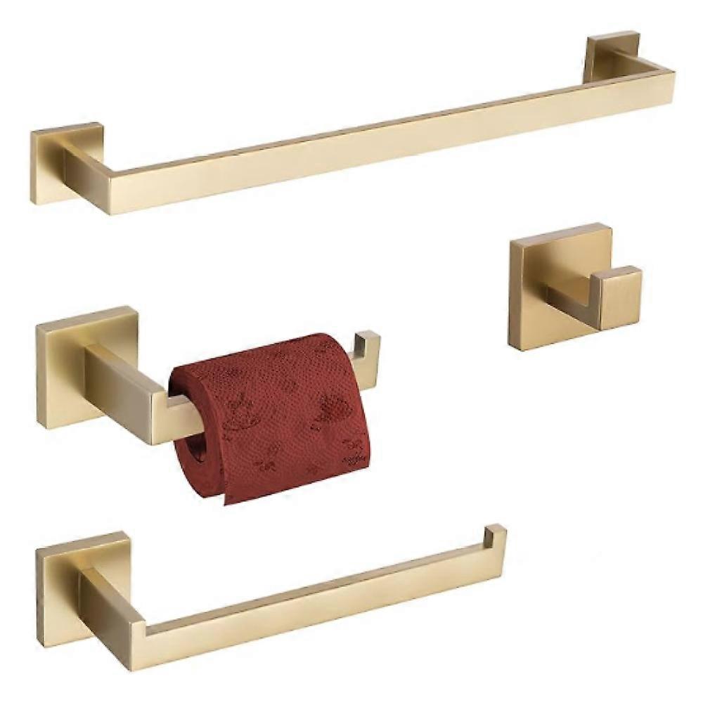 Stainless Steel Hand Towel Ring, Polished Finish Heavy Duty SUS304 Wall Mounted Towel Holder with Brushed Gold Finish (Four Pieces)