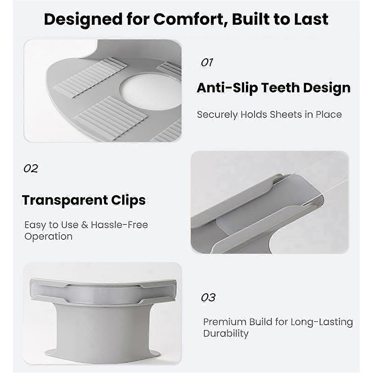 4PCS Bed Sheet Grippers Open Corner Bed Sheet Holder with Lock Strips Quilt Cover Fixed Non-Slip Clips Grey