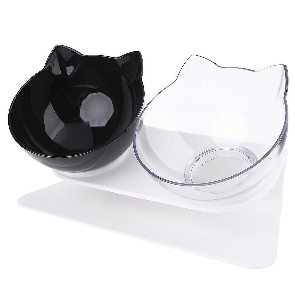 Cat Elevated Bowls 15° Tilted Raised Dish Double Feeding Bowls with Stand for Food and Water Easy to Clean Blue