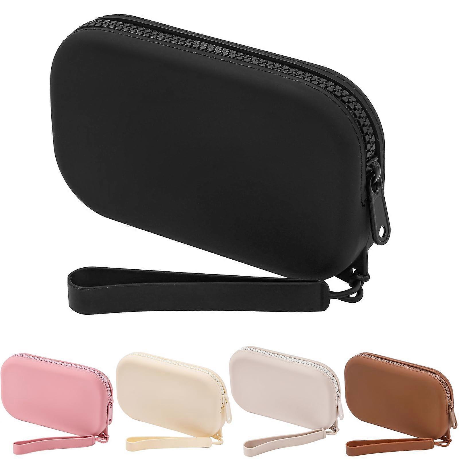 Silicone Travel Makeup Bag Organizer with Zipper Closure and Handle, Small Size Cosmetic Case for Easy Packing