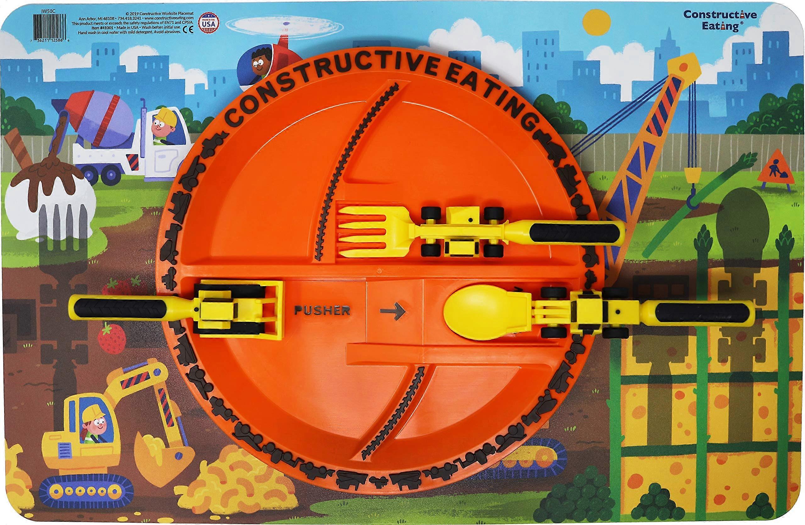 3 Set Construction Utensils for Durable Worksite Placemat and Heavy-Duty Construction Plate Use