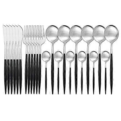 24 Piece Silverware Set with Matte and Finish Satin Finish for Home Use