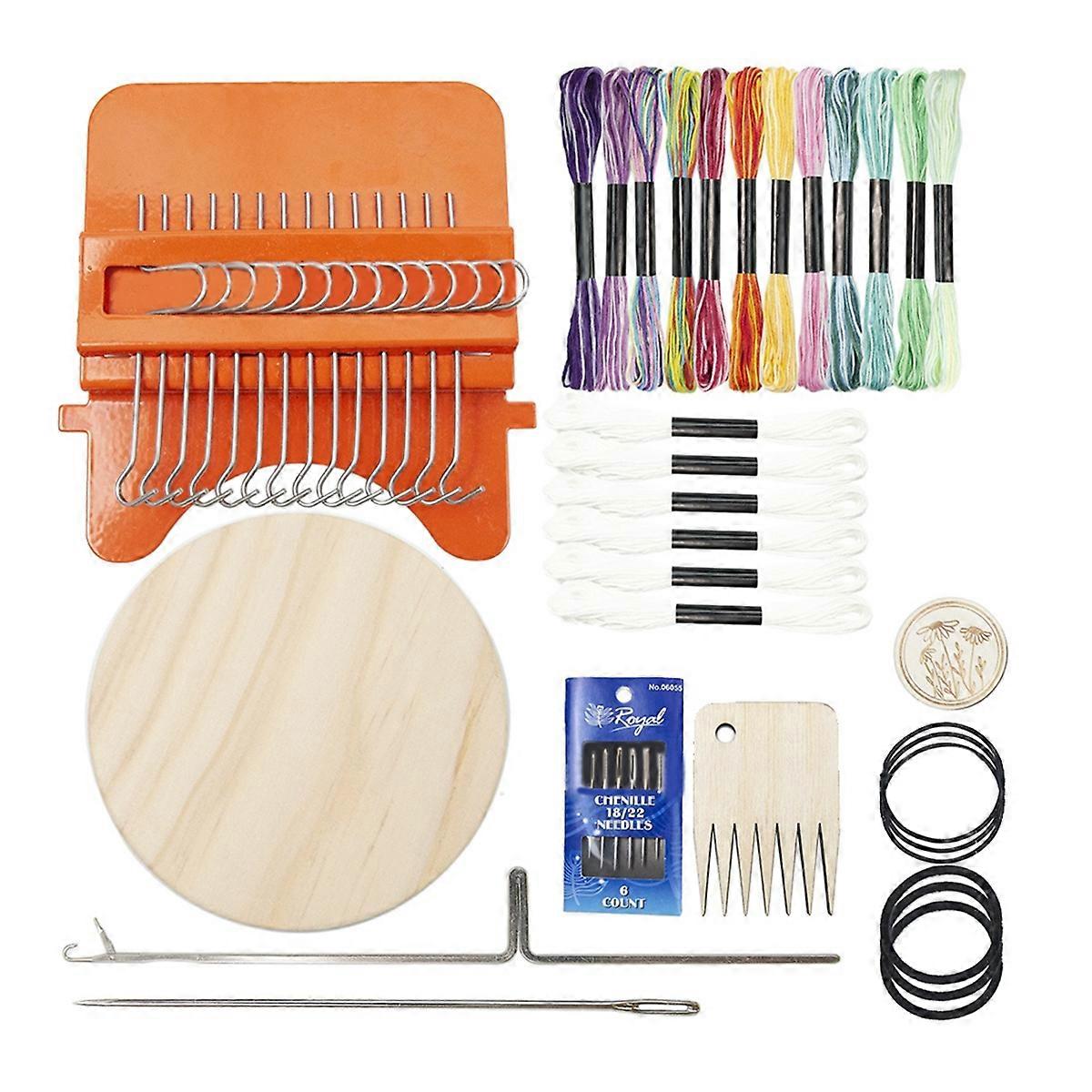 Darning Mini Loom Kits Machine with Threads, Complete Darning Kit for Beginners Quickly Mending Jean