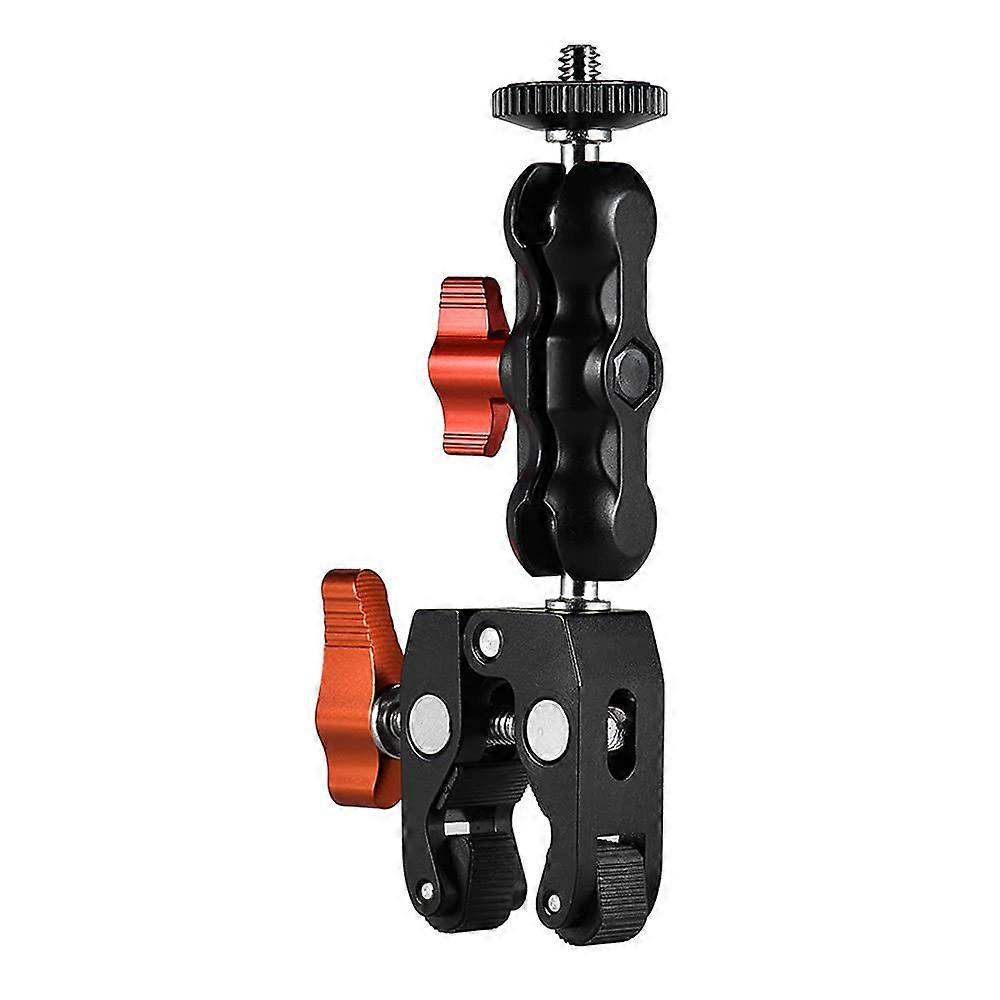 Super Clamp, Multifunctional Clamp Ball Mount Clamp Joint Friction Arm with 1/4 Inch Screw for GPS Monitor LED Video Light Flash Microphone, Orange