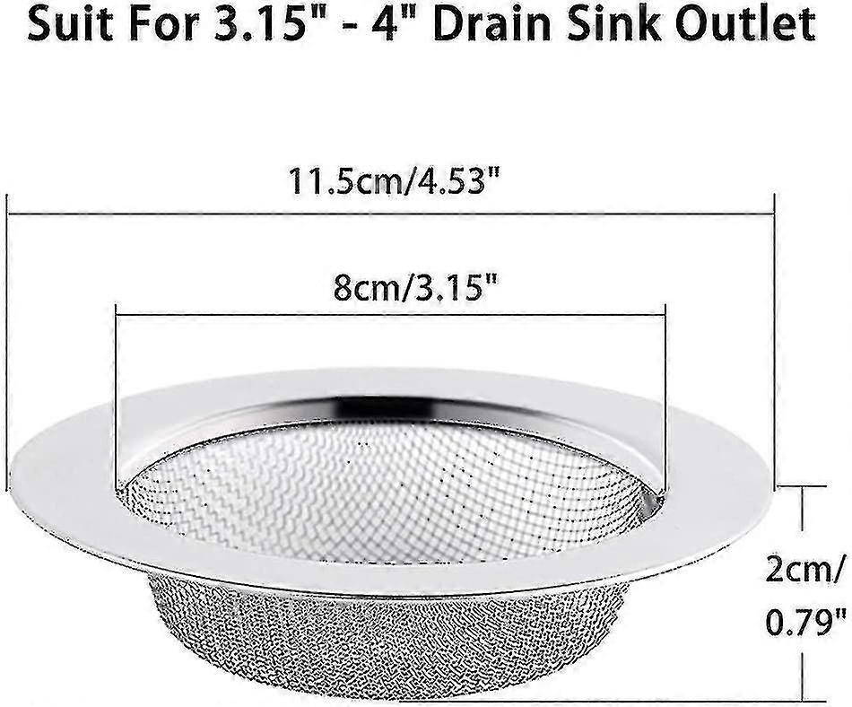 2 Stück Spülbeckensieb aus Edelstahl, 11,5 cm Abflusssieb, Spülbeckensieb, Spülbeckensieb, Küchenspülsieb