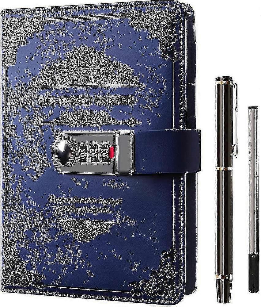 A5 Diary With Lock And Pen, Refillable Notebook With Combination Lock, Vintage