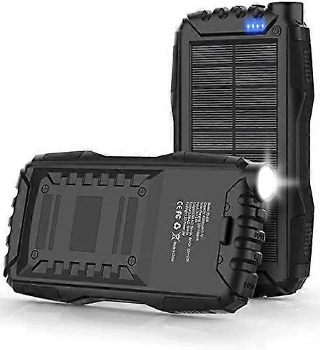Solar Power Bank Large Capacity Portable Charger With Built-In Super Bright Flashlight