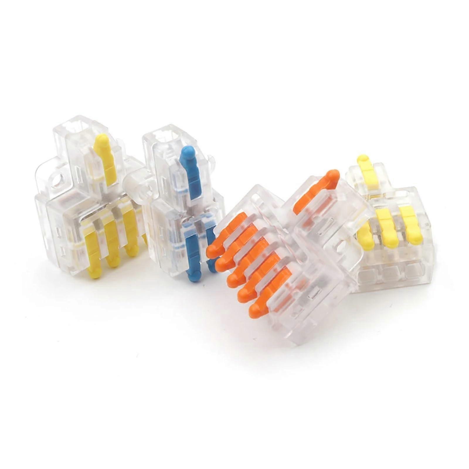 Wire Connector Splitter 10PCS Compact Transparent Push-in Conductors One Input Multiple Outputs with Fixing Hole D1-3TO
