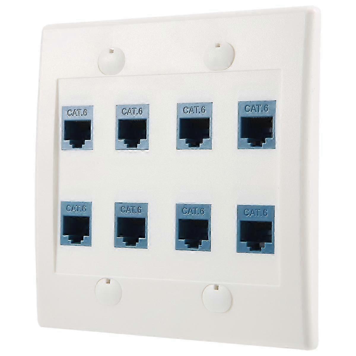 Ethernet-Wandplatte 8 Port - Doppelgruppe Cat6 RJ45 Buchse Netzwerkkabel Frontplatte Buchse zu Buchse - Blau