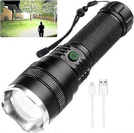 Rechargeable LED Torch High Lumen, 4 Modes Zoom Torch, USB Charging, Waterproof Torch for Camping Hiking
