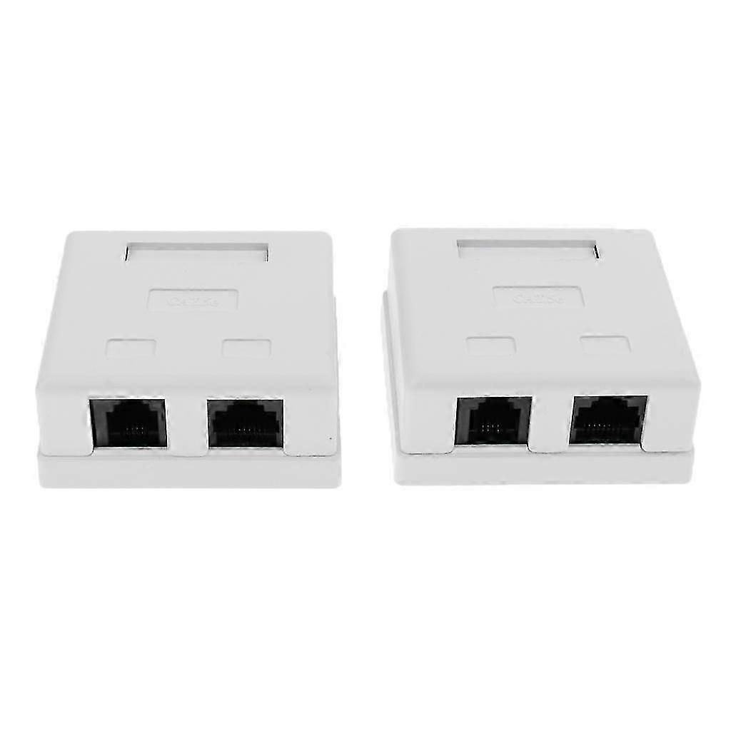 2x 2-Port RJ-45 Cat6 8P8C Ethernet LAN Network Cable Wall Surface Mount Box