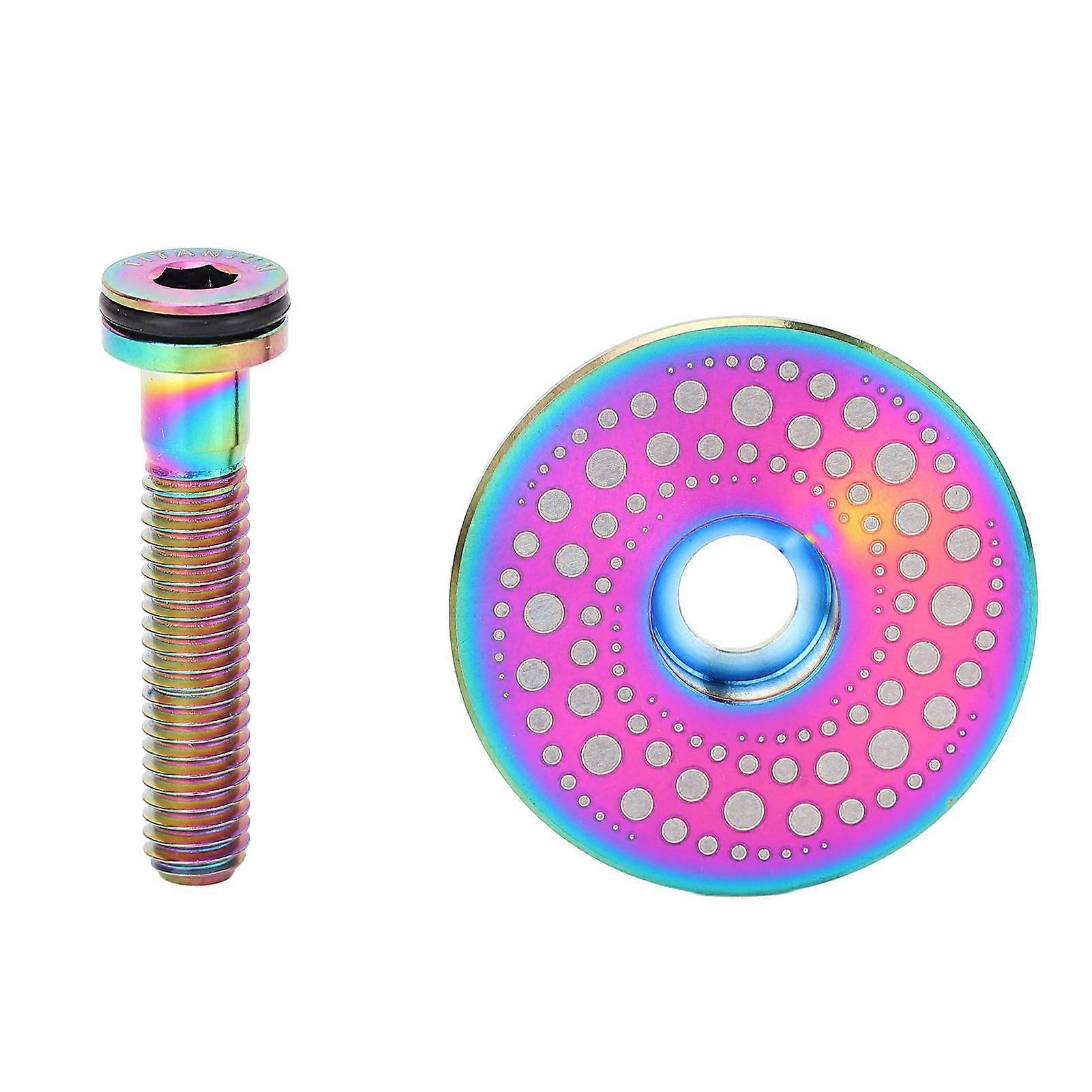 Bike Fork Cap Screw Set Ti Alloy CNC Machining 28.6mm Front Fork Cap and Screw for Cycling Colorful 