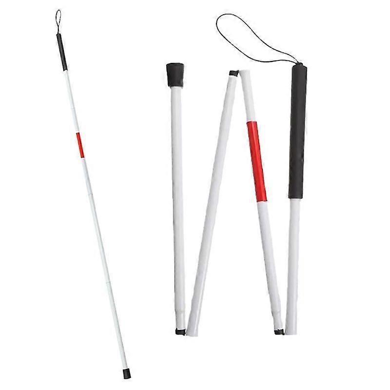 Lebanghui Folding Blind Cane 4 Fold Reflective Red Folding Walking Stick for Vision Impaired and Blind People 125CMC