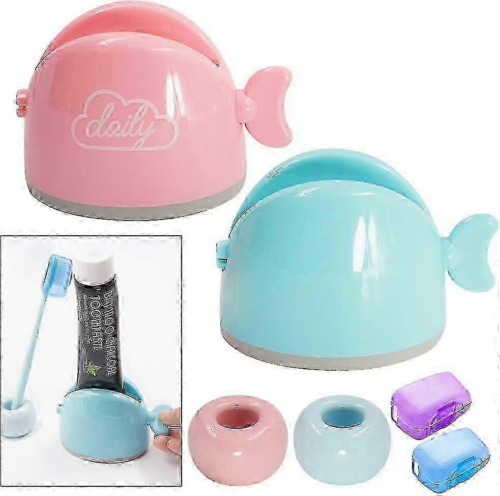 Daily Squeezer Dispenser Set, 2pack Rolling Tube Toothpaste Holder Stand Treasures Toothpaste