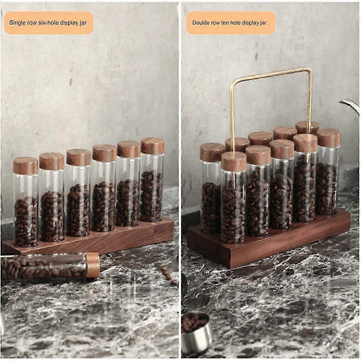 Glass Test Tube Display Stand Tools Single Tube Storage Coffee Bean Dispensing Bottle Coffee Sealed Jar Beans B